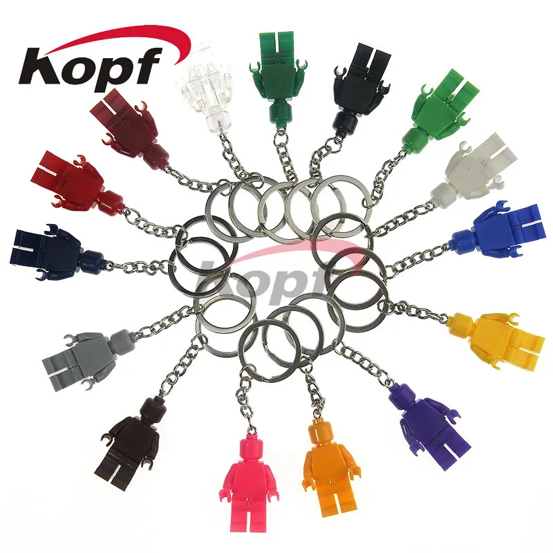 

Super Heroes Custom-Made Limited Supplies Blank Unprinted Pure Color Keychain Key Chain Ring Building Blocks Kids Toys KF1050