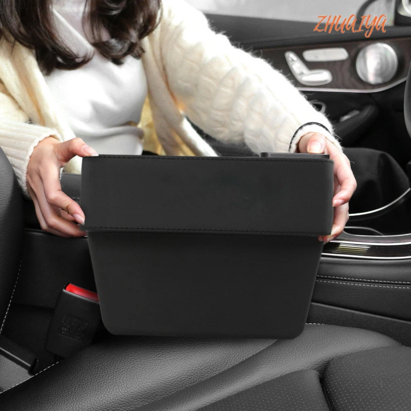 1pcs PU Leather Car Seat Gap Box Interior Side Organizer auto storage Accessories For Cadillac logo XT4 XT5 CT6 Escalade ATSL SR