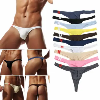 

10 Colors Men's Smooth G-strings Lingerie Underwear Briefs Tangas Thongs Underpants Plus Size M-2XL
