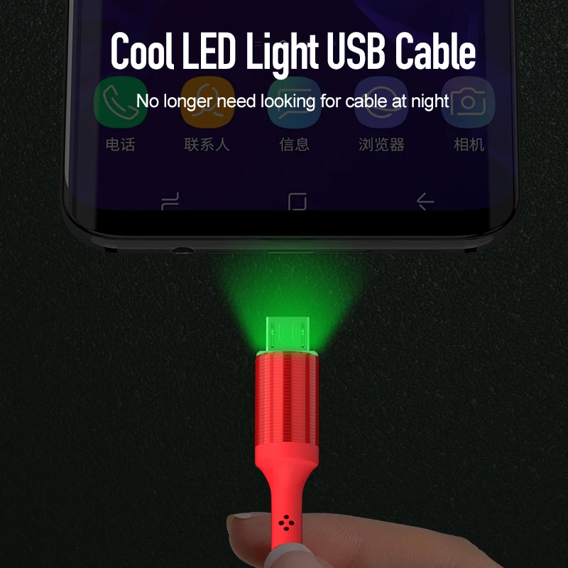 Jellico 2.1A светодиодный кабель Micro USB для быстрой зарядки Huawei Samsung Xiaomi Redmi 4X Note 4 5 Android