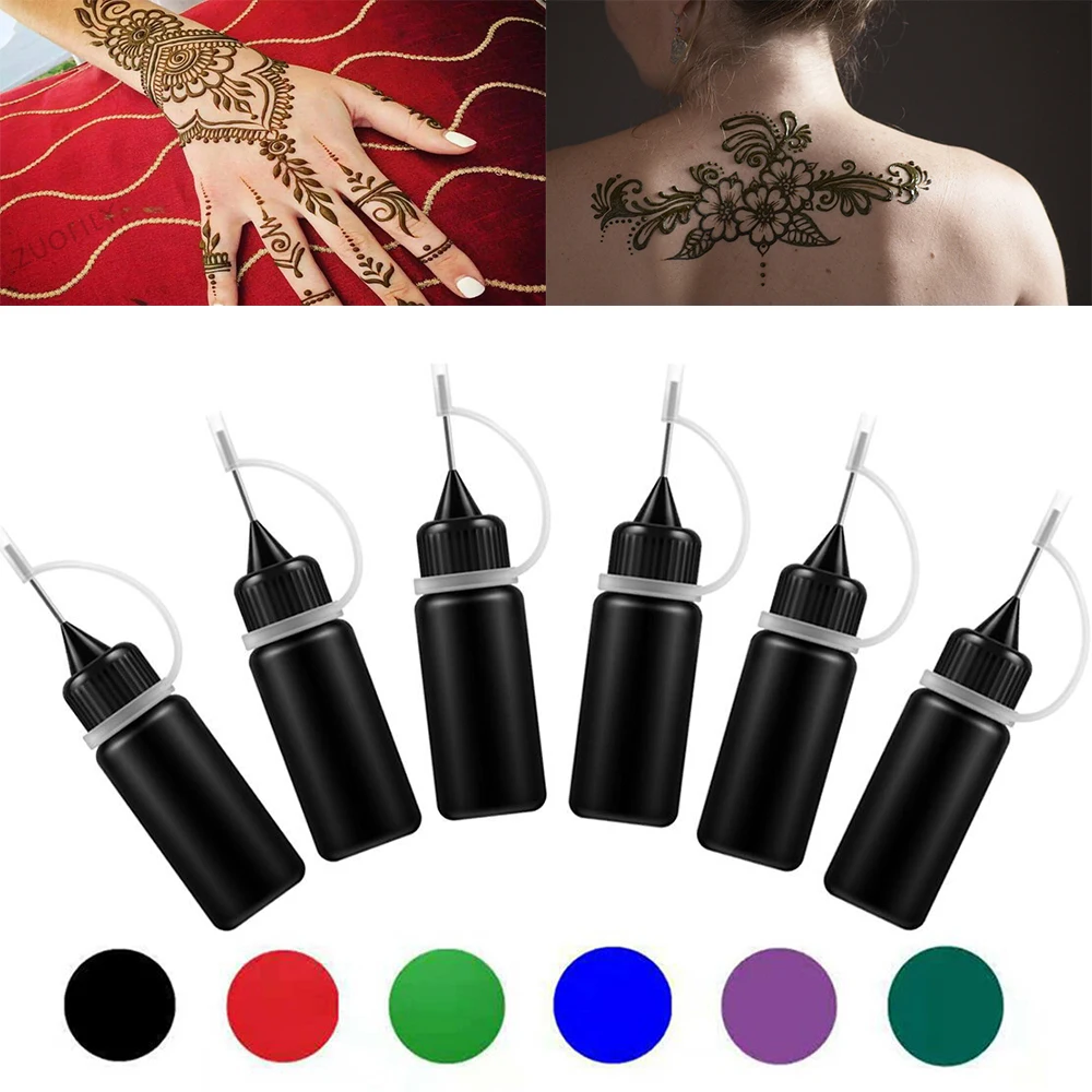 Liquid Tattoo Paste Black Brown Red Henna Indian For Temporary Tattoo ...