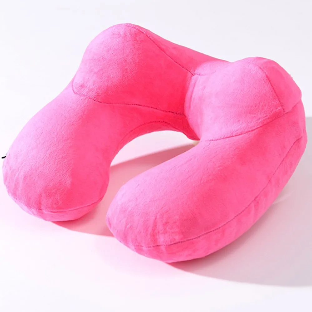 Rose red Спортивные сумки для путешествий; Портативный подушка надувная U-подушки путешествия поезд Офис складной медленный отскок горб Тип подголовник - Цвет: Rose red