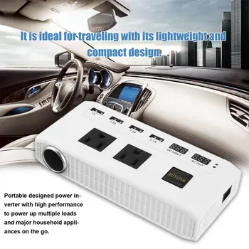 

XUYUAN 500W Portable Car Power Inverter DC 12V to AC Converter 4 USB Ports Car Charger Adapter 2 AC Outlet Voltage Display