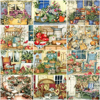 

HUACAN DIY Pictures By Number Garden Kits Home Decor Painting By Numbers Flower Drawing On Canvas HandPainted Art Gift