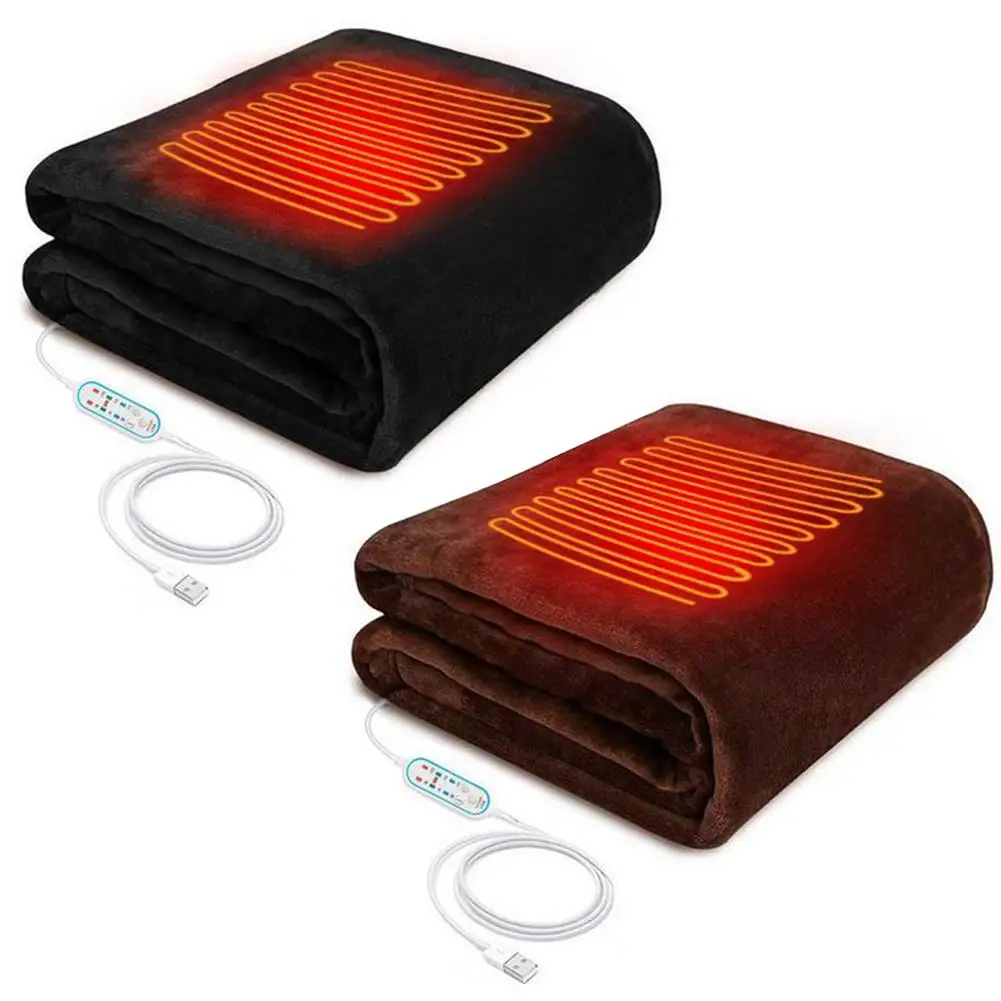 

USB Electric Heating Blanket Washable 3 Heat Settings with Timing Function Heated Shawl 100cmX65cm