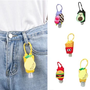 

Travel Portable Safe Gel Holder Hangable Liquid Soap Dispenser Containers Funny Fruit Food Silicone Mini Hand Sanitizer Holder
