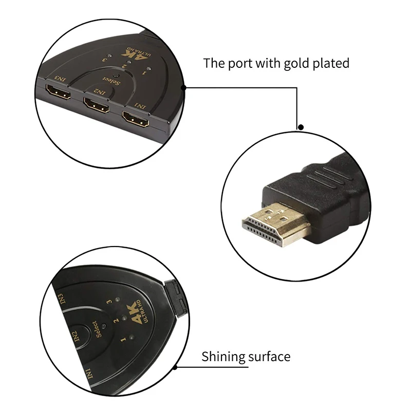 3 порта 4 к HDMI 2 0 кабель автомобильный делитель коммутатор 3x1 адаптер концентратор