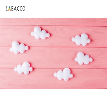 

Laeacco Birthday Photophone Pink Wooden Board White Clouds Photography Backdrops Photo Backgrounds Baby Shower Photocall Props