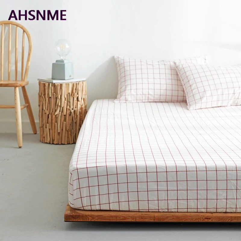 AHSNME розовая клетка 100% хлопковое постельное белье супер мягкие parure де горит Открытая Летняя обувь простой водой натяжная простыня