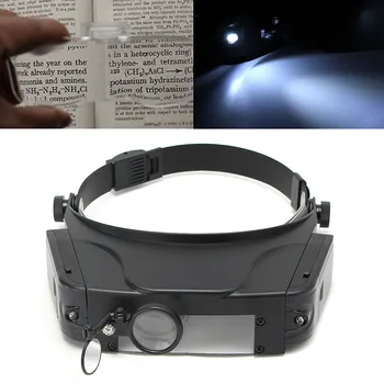 

ZEAST Head-wearing Repairing Magnifier Optical Glasses Head Band Loupe Magnifying With LED Light for Repairing Jeweler, Reading