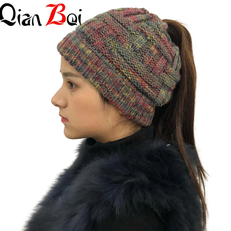QianBei,, 7 шт./партия, женские тянущиеся вязаные вязанные крючком шапки, зимние шапки для женщин, шапки, теплые женские шапки