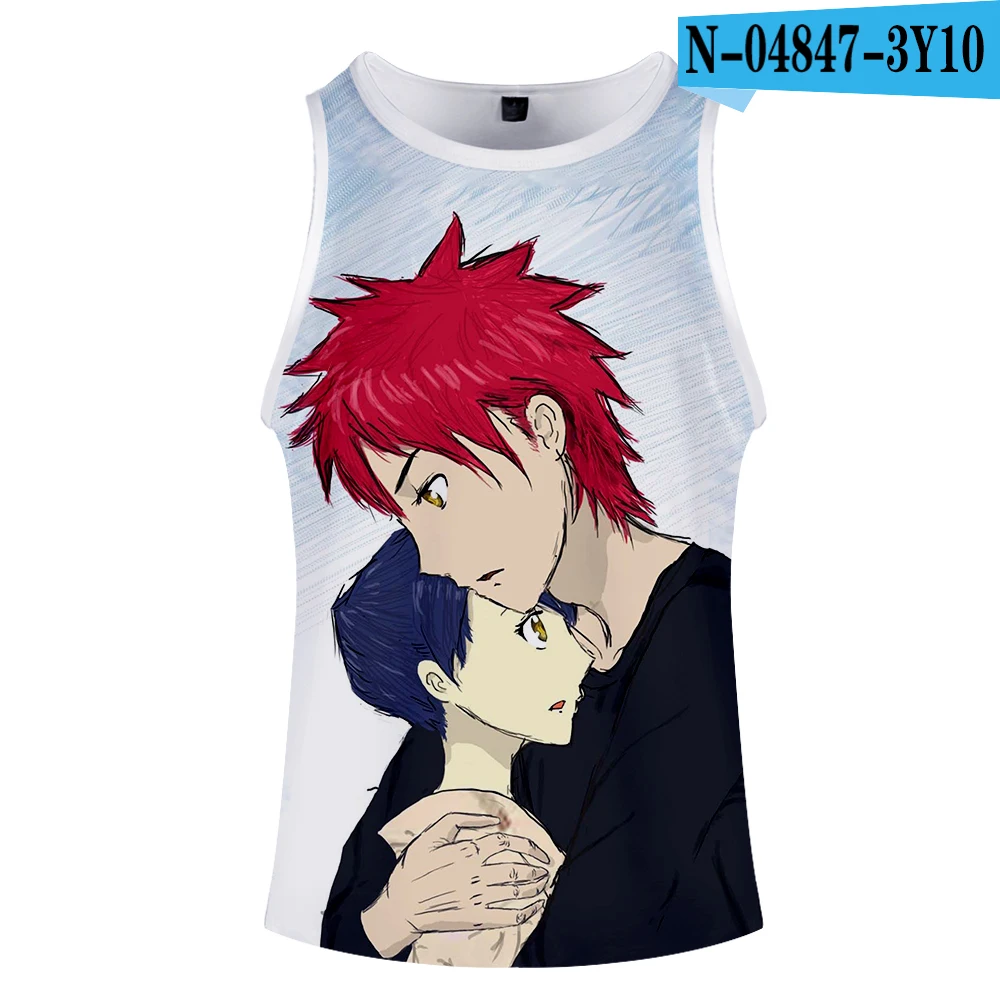 Shokugeki no souma, 3D майка с круглым вырезом, летняя майка без рукавов с широкими плечами, Мужская женская повседневная одежда для пары - Цвет: Бежевый