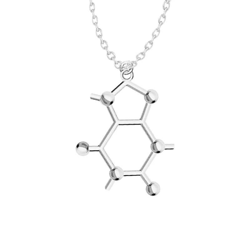 3D Caffeine Molecule Science Biology Chemical Structure Charm Pendant Necklace With Chain Plating Chemistry Fashion Jewelry | Украшения и