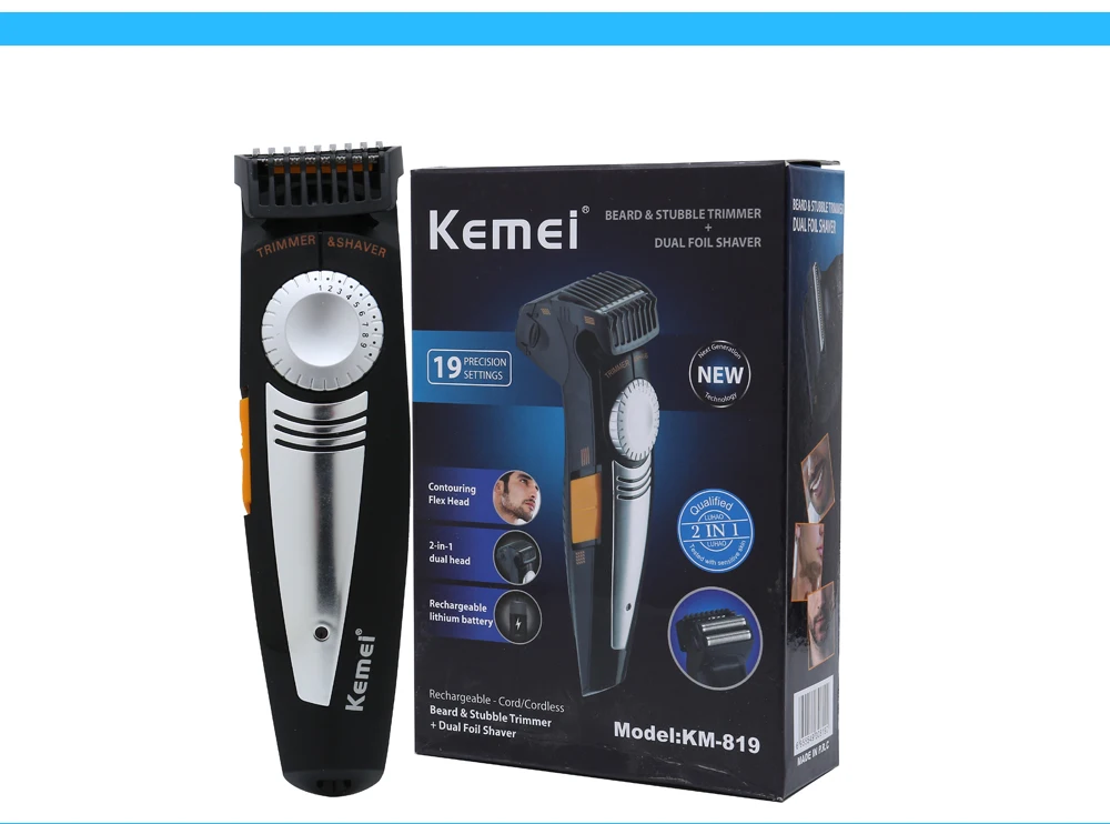 Kemei мужской триммер для быстрой зарядки профессиональная электрическая машинка для стрижки волос с вилкой ЕС регулируемый нож для волос KM-819 бритва