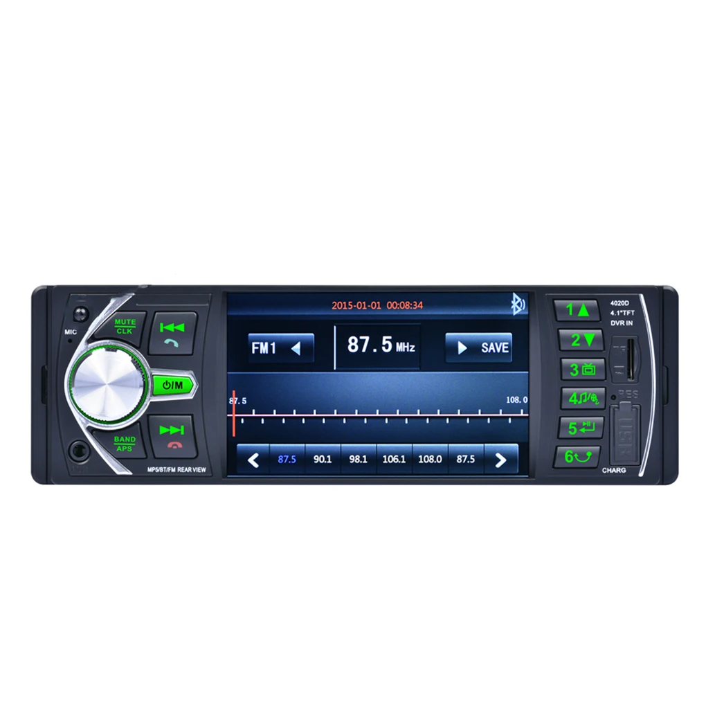 4,1 дюймов 12 В HD 1 DIN Автомобильная стереовидеоаппаратура MP3 MP5 плеер Авто Bluetooth FM радио USB поддержка камеры заднего вида DVR