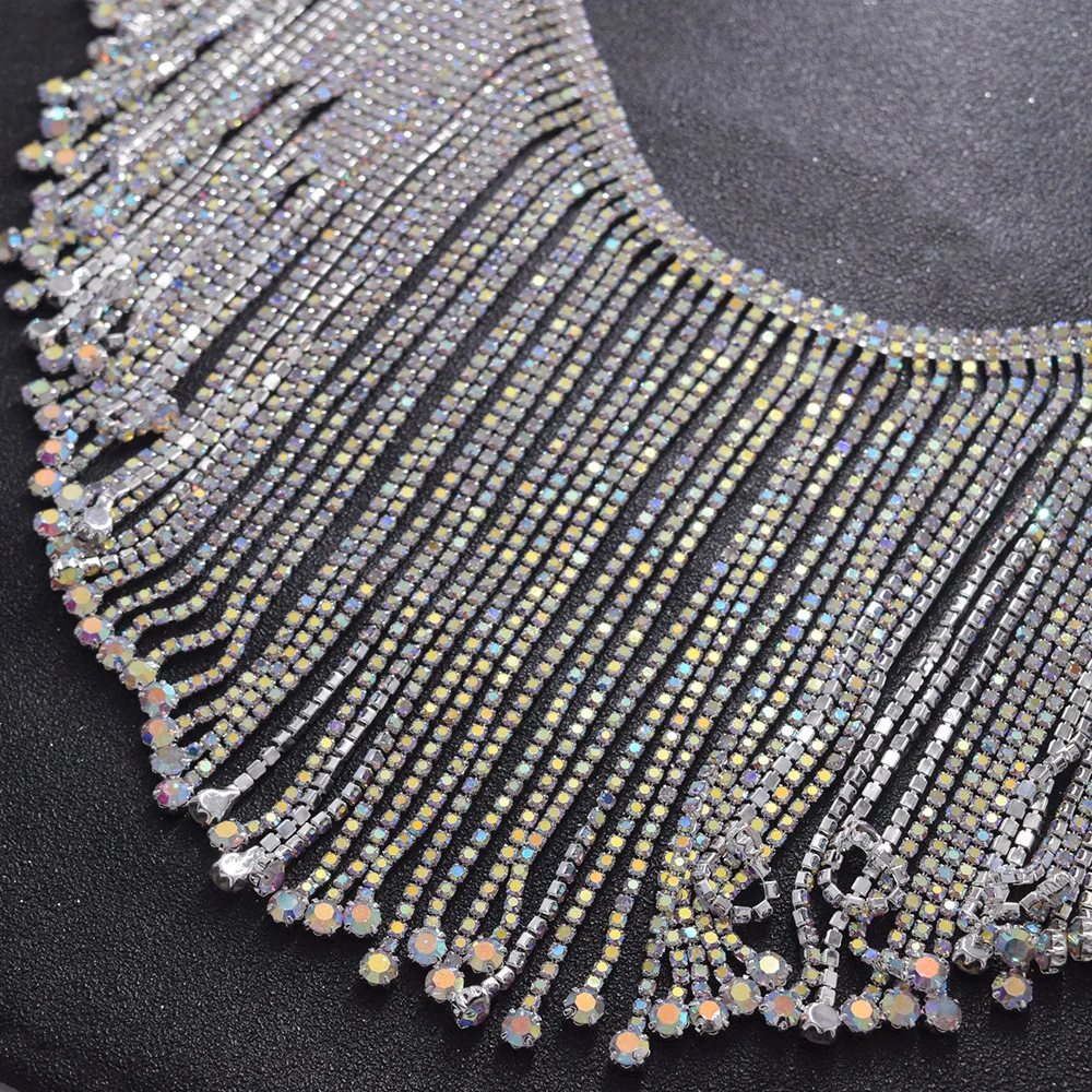 Crystal AB tassel rhinestone fringe trimming  (5)