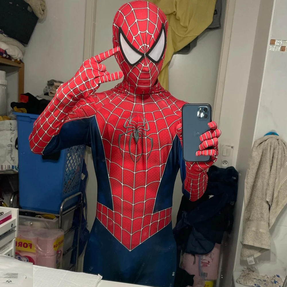大人と子供のための古典的なスパイダーマンコスチューム,全身