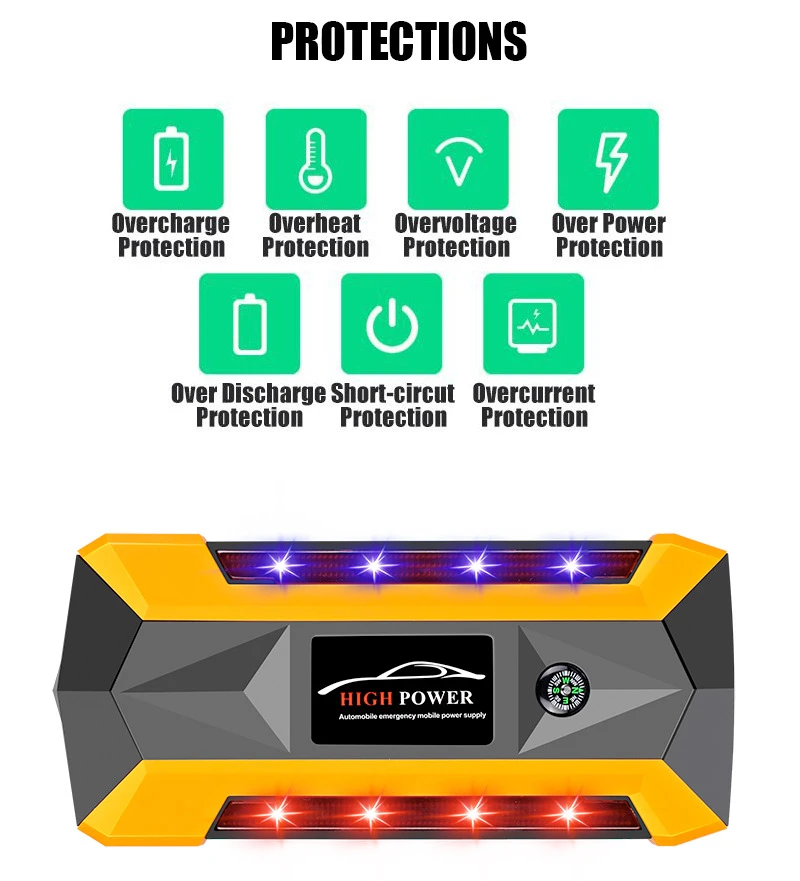 portable charger for android Emergency Starting Device 12V 20000mAh Car Jump Starter Power Bank for Phones Petrol Diesel Car Battery Booster with Flashlight magnetic wireless power bank