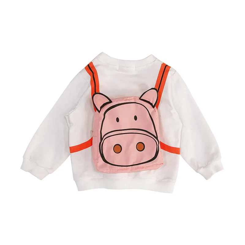 Осенняя Милая стереоскопическая сумка со Свинкой для девочек, свитшоты хлопковая футболка с длинными рукавами и рисунком детская одежда, топы