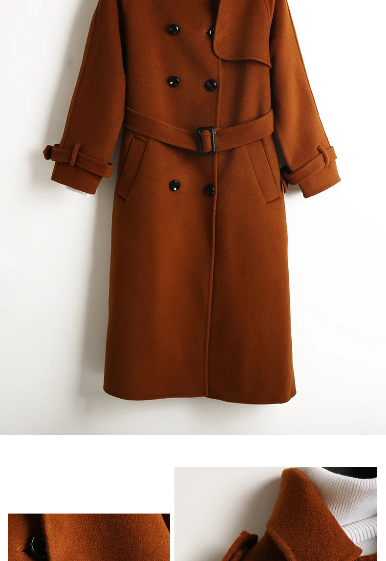 ALKMENE winter new double-faced cashmere coat women's long coat double-breasted woolen coat female cashmere coat