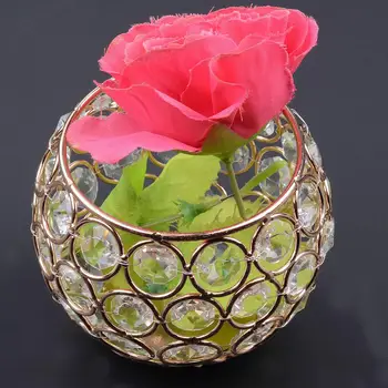 

Glass Candle Holders Ball Crystal Metal Candlesticks Home Holiday Party Centerpieces Wedding Decoration Gold Silver Flower Vase