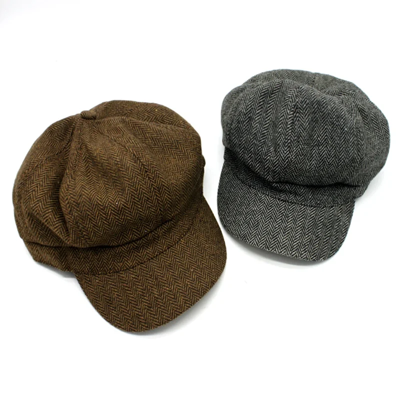 Новые твидовые Гэтсби Newsboy кепки осень зима шляпа Гольф вождения плоский таксисты Плоские береты шляпа художника Bone унисекс