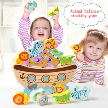 Деревянные игрушки мультфильм животных строительный блок баланс игры, детские деревянные Дженга, Детские модели строительные Образовательные Обучающие блоки