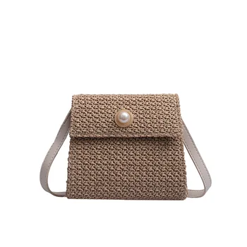 

1PCS New Women's Bag Straw Weaving Beach Single Shoulder Slant Bag Summer Fashion Buckle Bag