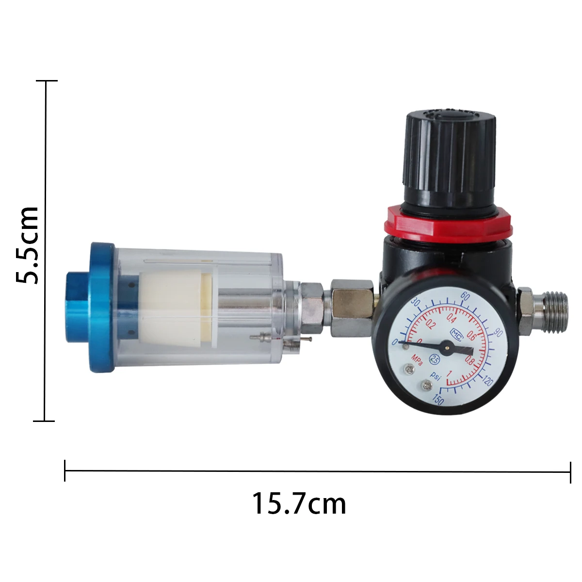 1/4" Mini Spray Air Regulator Inline Air Pressure Regulator Gauge 0-150PSI I6Y0 
