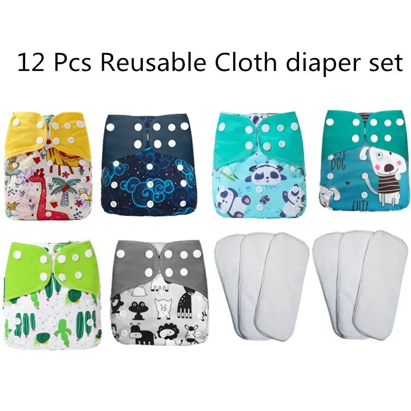 

[simfamily]12pcs/set Washable Cloth Diaper Cover Adjustable Nappy Reusable Cloth Diapers Available 0-3years 3-15kg baby