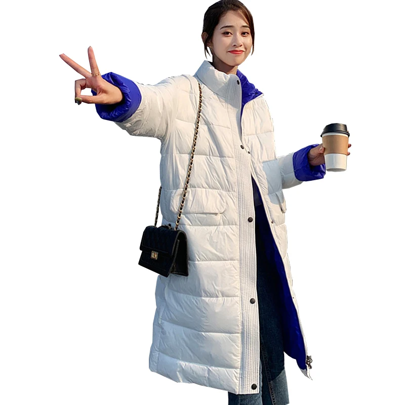 

2019 New Down jacket Autumn Winter Medium length Slim Women parka splice zipper Warm Leisure Cotton clothing Female C132
