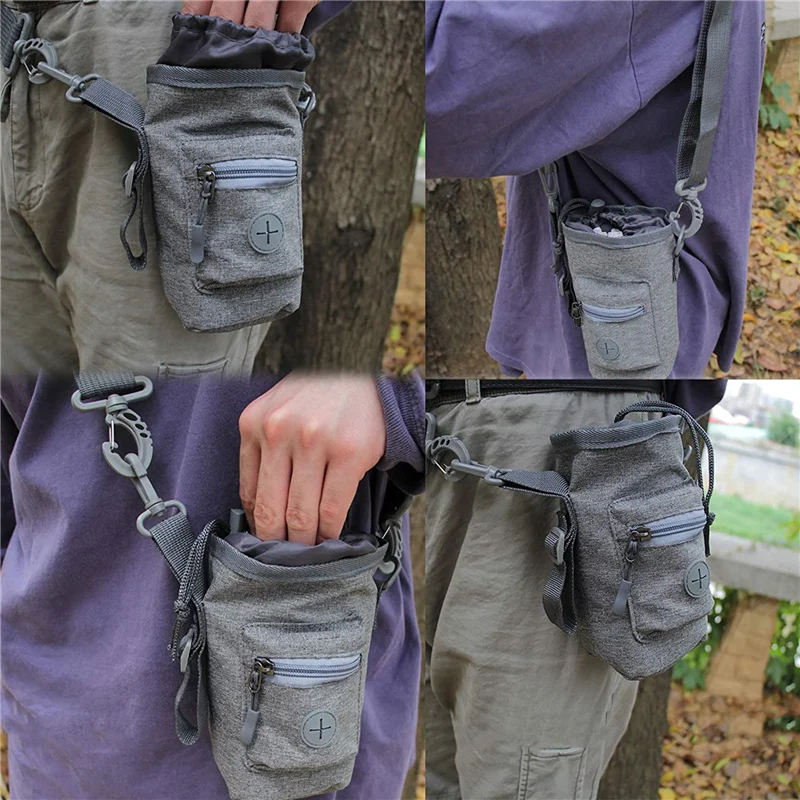 Dog Treat Pouch - Portable Puppy Snack Reward Waist Bag for Dog Training and Walking