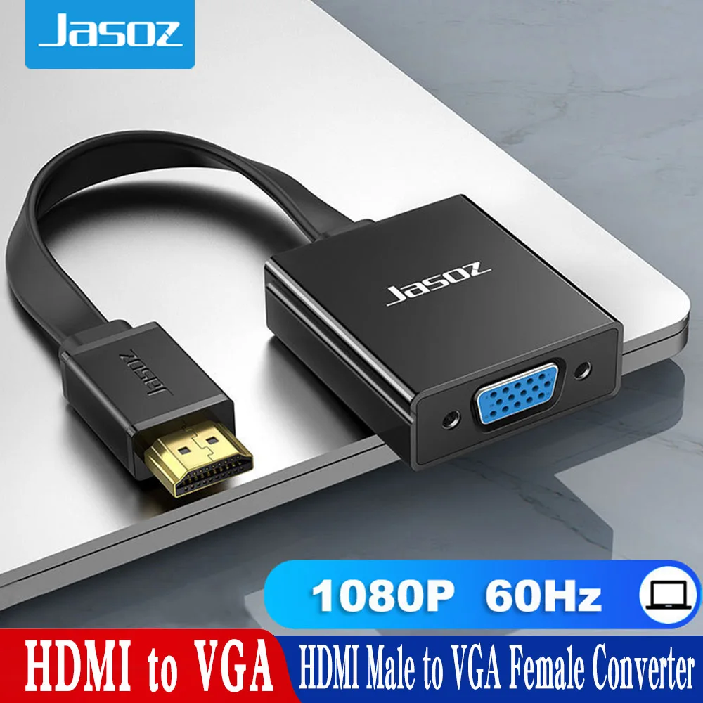 Jasoz Adattatore Hdmi A Vga 1080P Convertitore Hdmi Maschio A Vga Femmina Con Cavo Audio 3.5 Jack Per Proiettore Portatile Xbox Ps4 Pc Caldo