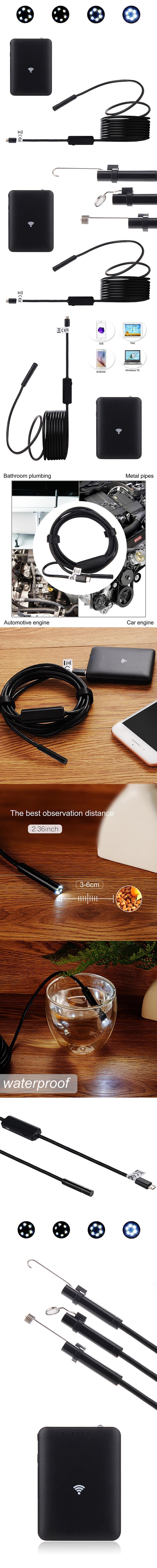 8 светодиодный wifi эндоскоп Водонепроницаемый Бороскоп Инспекционная камера Android iPhone