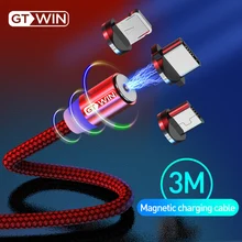 GTWIN 3 м Магнитный кабель для быстрой зарядки USB type-C Магнитный адаптер зарядное устройство Магнитный зарядный кабель Micro USB для iPhone xr xiaomi