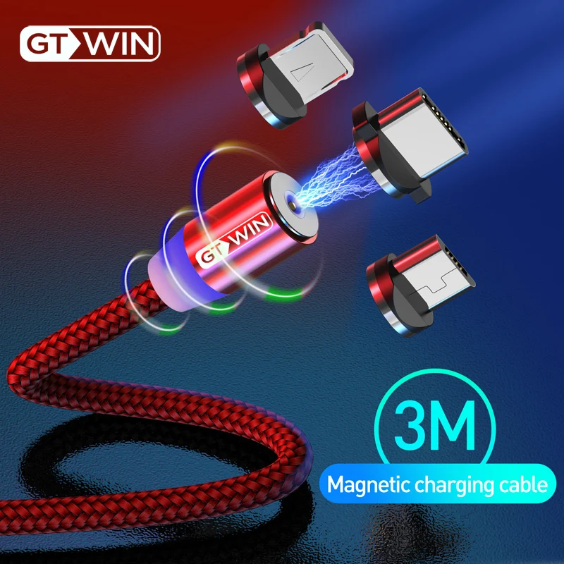 Магнитный кабель GTWIN Micro USB для iphone Samsung Huawei Xiaomi Type C быстрой зарядки магнитное
