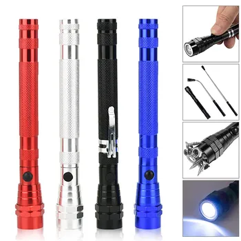 

3LED Retractable Flashlight Picker Outdoor Camping Tactical Flash Light Torch Spotlight LED Flashlight With 4x Button battery