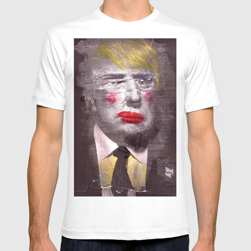 Tramps Клоун Футболка бумажная ткань поп-арт Фотомонтаж Винтаж Дональд Трамп мага клоуны комические бродяги