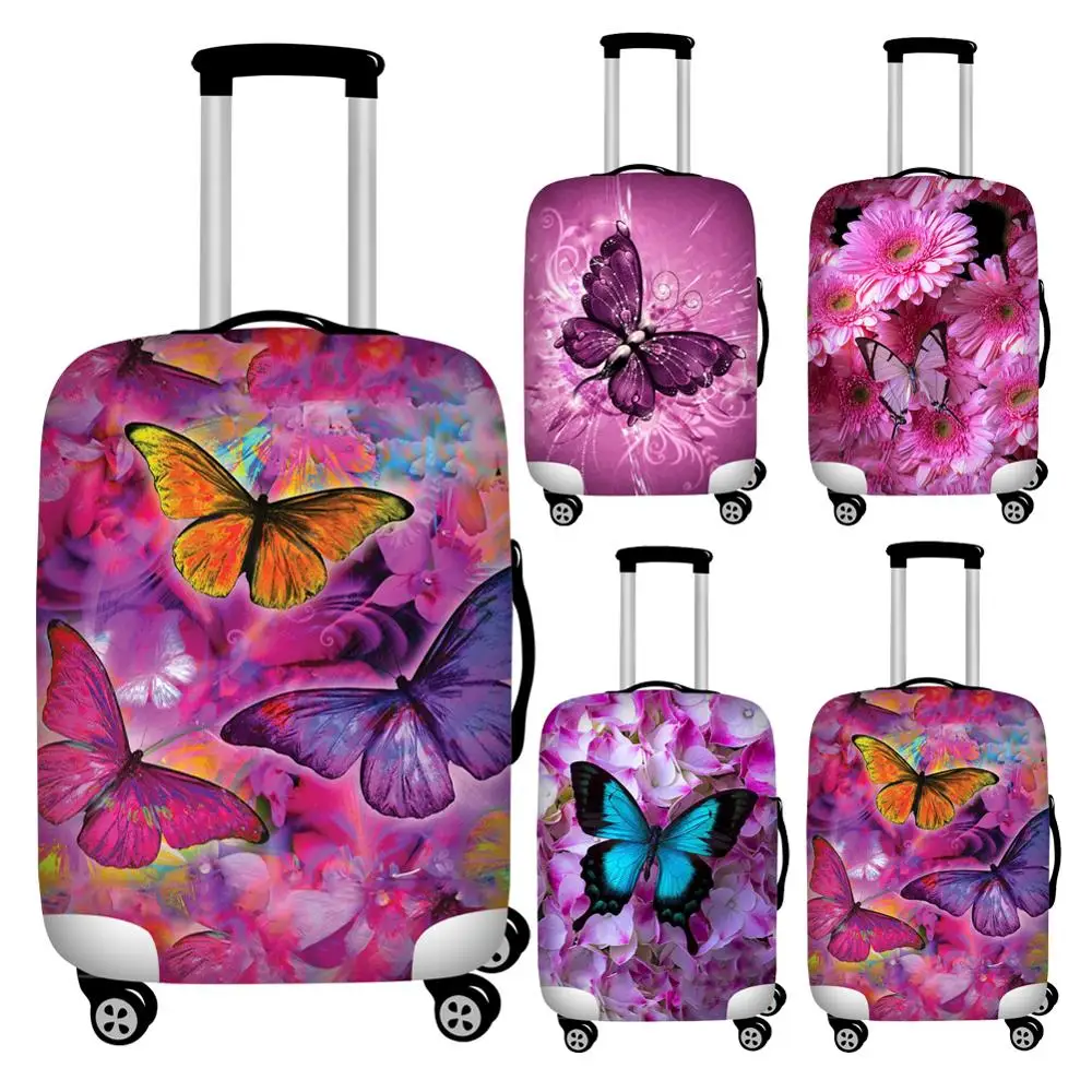 

Twoheartsgirl Colorful Butterfly 3D Printed Travel Luggage Covers Elastic 18-32 Inch Suitcase Protetor StretchableBaggage Covers