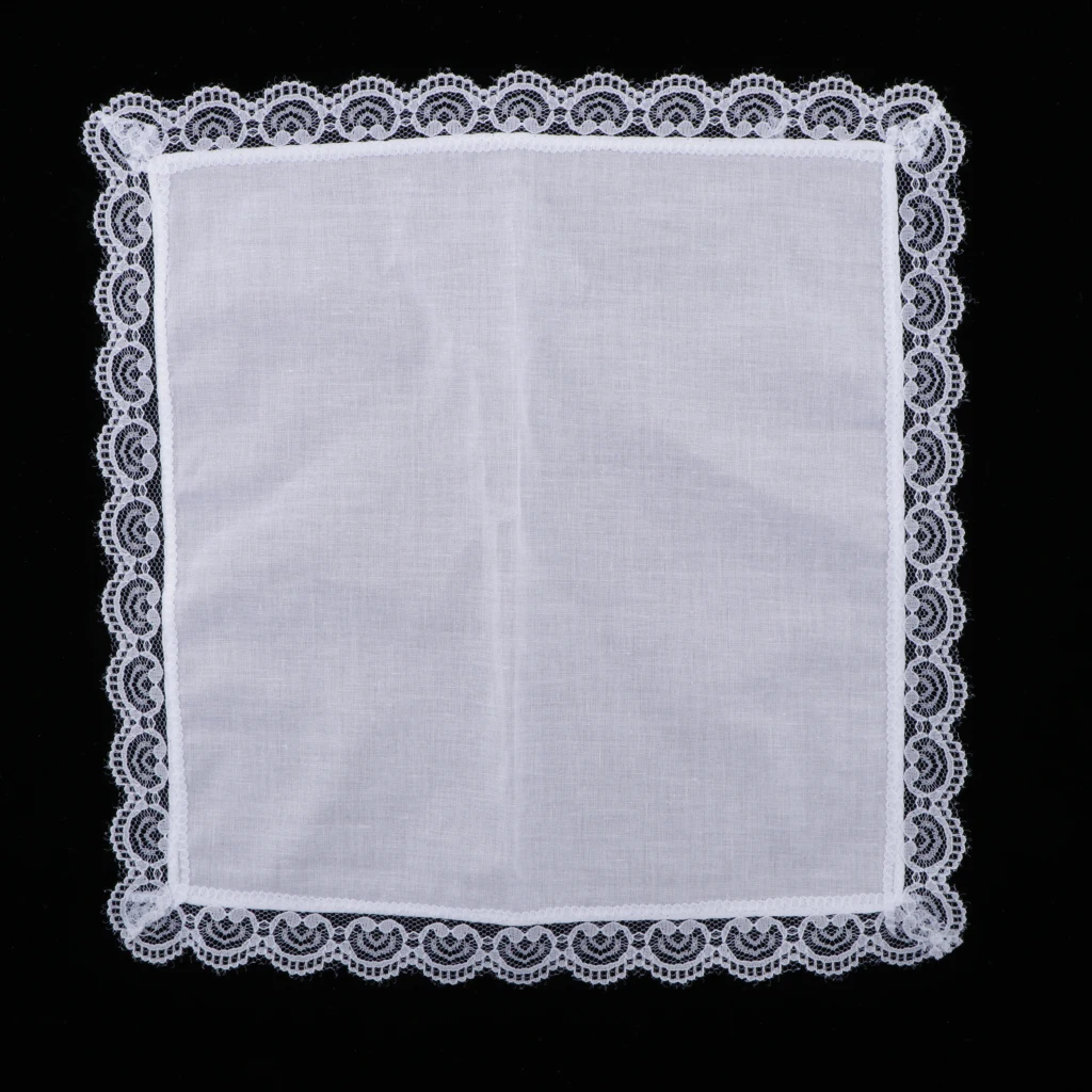 10 шт., женские кружевные хлопчатобумажные носовые платки, Классические носовые платки из хлопка, квадратный платок белого цвета, 26x27 см