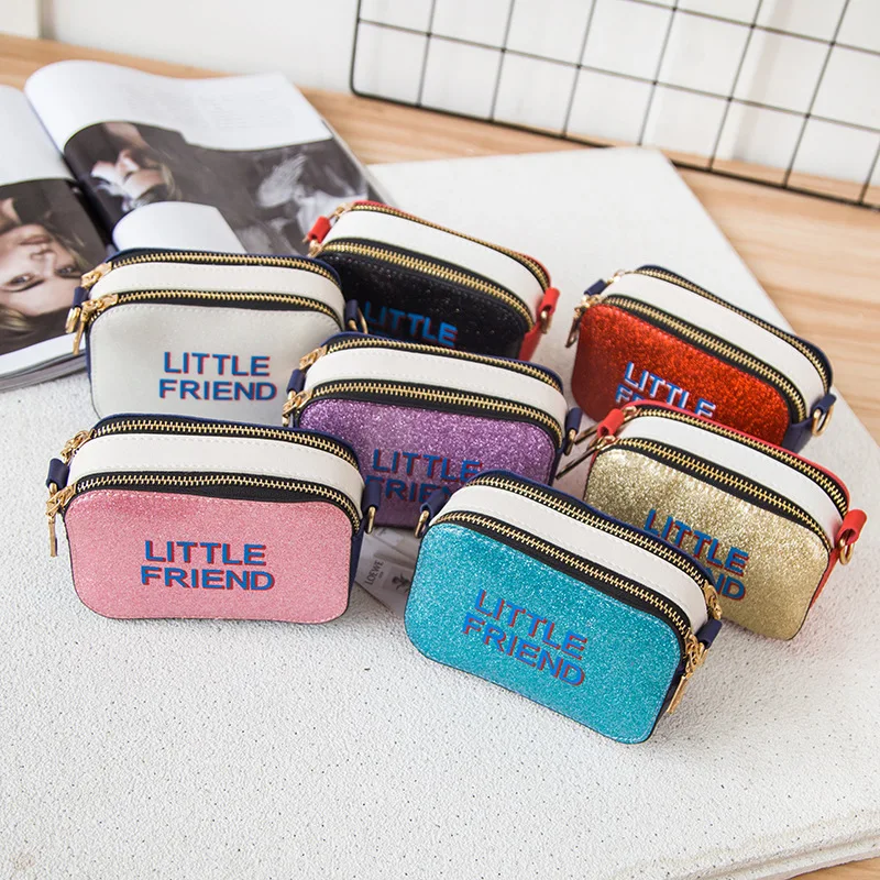 

Double Crossing Children Oblique Bag Women's 2018 Autumn New Style Lettered Men And Women Children Children Bag Little Princess