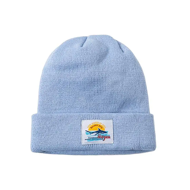 Light Blue Зимние шапки унисекс, вязаная шапка, одноцветная Милая шапка для девочек, осенняя женская шапка, теплая шапка, шерстяная шапка, креативный головной убор - Цвет: Light Blue
