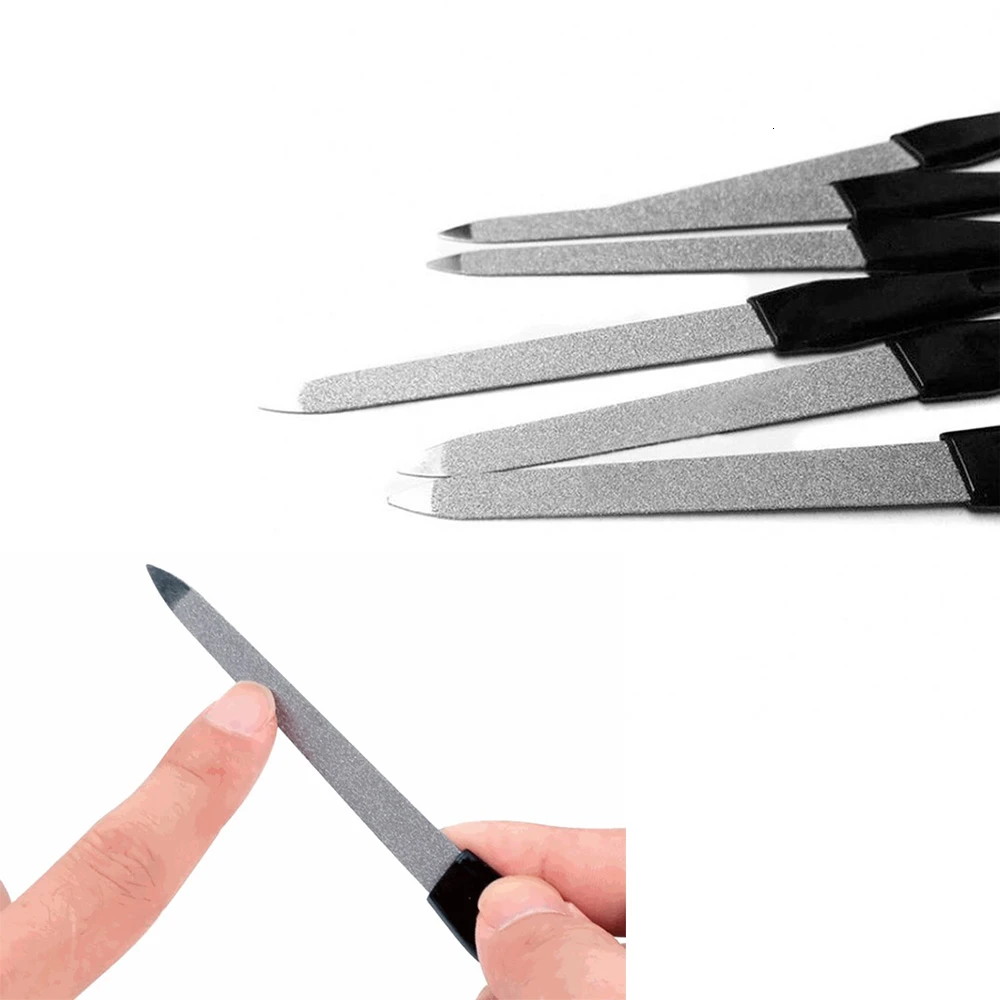 1 шт. нержавеющая сталь двухсторонняя пилка для ногтей пластиковая ручка легкие пилки для ногтей DIY для УФ гель-лака Маникюрный Инструмент