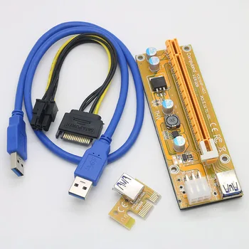 

New Arrival 006C PCIe PCI-e PCI Express Riser 1x to 16x 6pin to SATA Power USB 3.0 Cable 60cm for BTC Miner Machine RIG