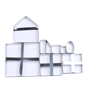 

Enipate New Christmas 9Pcs/Set Cookie Cutters 3D Gingerbread House Stainess Steel Fondant Cake Mould Biscuit Mold Baking Tools