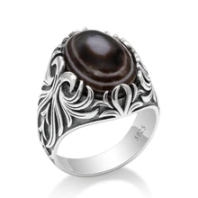 Турецкое мужское кольцо, 925 пробы, серебро, дьявол глаз, натуральный камень оникс, кольцо с резным дизайном для мужчин и женщин, Крутое ювелирное изделие на Хэллоуин