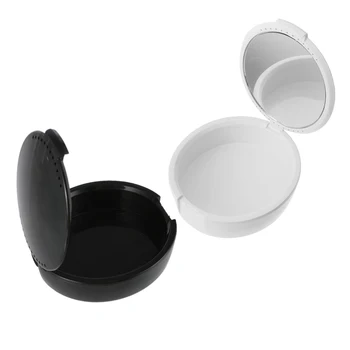 

Denture Storage Box Holder Full Denture Soaking Case Prosthesis Dental Teeth Container Cleaning Bath Box With Oral Care Mirror