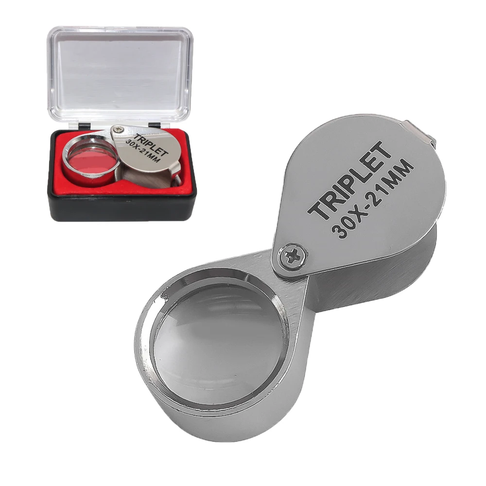 Dobrável lupa jewllery lupa portátil tamanho do bolso adorável jewllery lupa óculos 10x 20x 30x ampliação metal