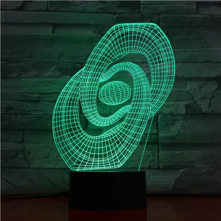 Abstract2 3D огни простая круглая настольная лампа ночник 7 цветов Изменение светодиодный свет спальня Игрушка Иллюзия USB сенсорный датчик настольная лампа - Испускаемый цвет: Abstract2