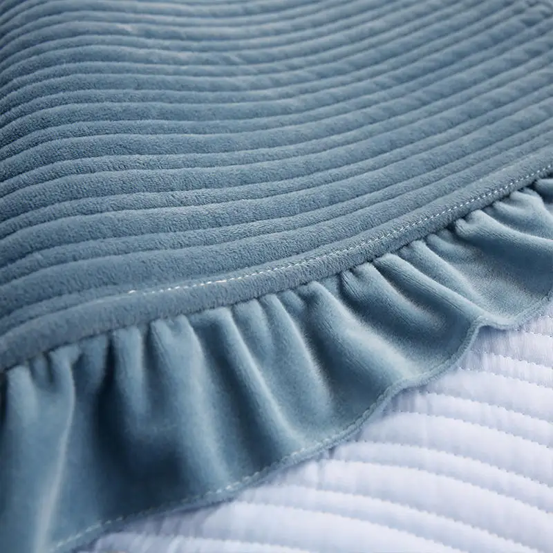 1 шт. чехол для кровати+ 2 шт. наволочки комплект постельного белья роскошный молочный Бархатный Чехол для кровати вертикальное покрывало с узором наволочки мягкое коричневое одеяло